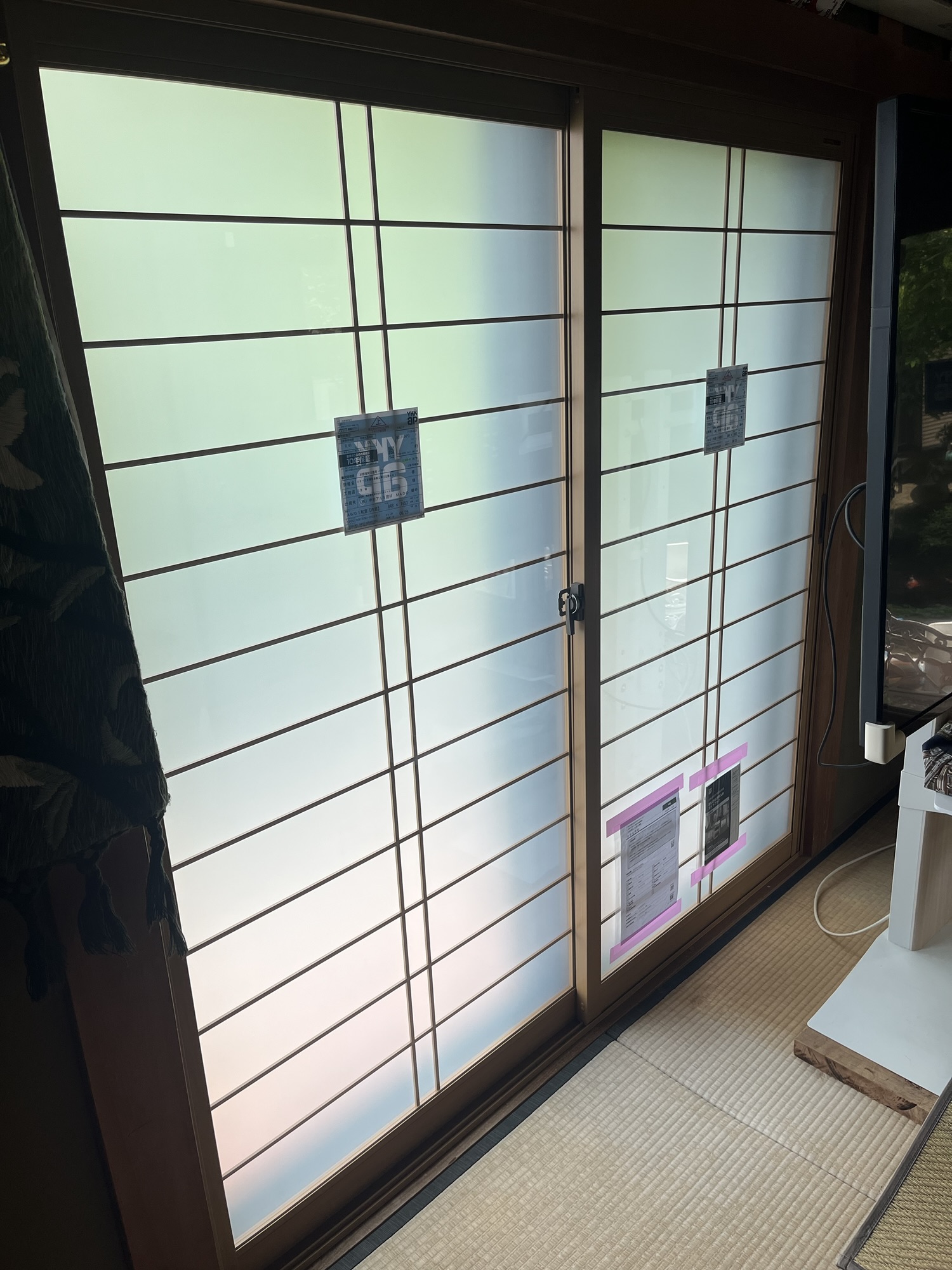 福岡市早良区で和室の和紙障子を撤去して張替不要な和室用ガラス