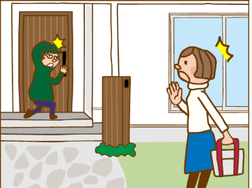 空き巣にびっくりするイラスト