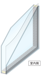 Low-E複層ガラスの断熱タイプのガラス断面図