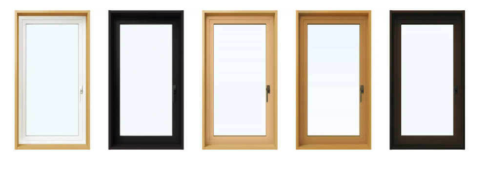 同じ窓で窓枠の色が色違いで並んでいる