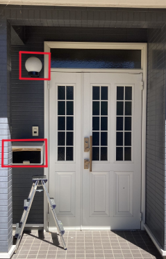 玄関ドアリフォーム　干渉物