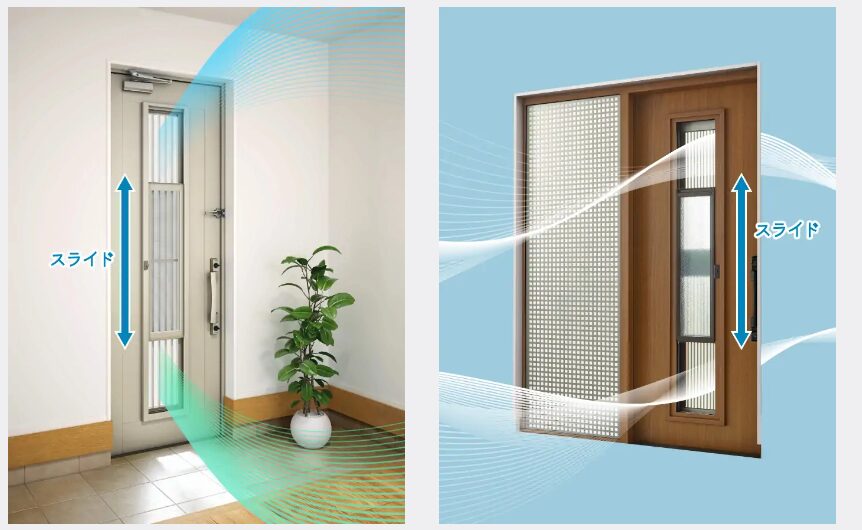 ドアと引戸の上げ下げ通風機構